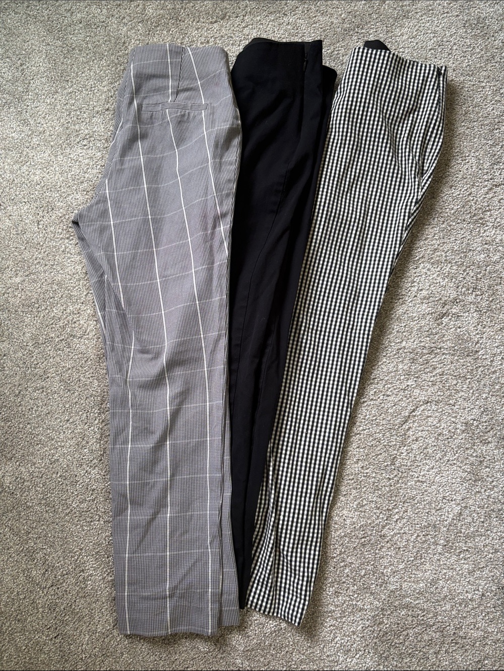 Women’s Gray Plaid, Black & Houndstooth Pull-On Pants Trio